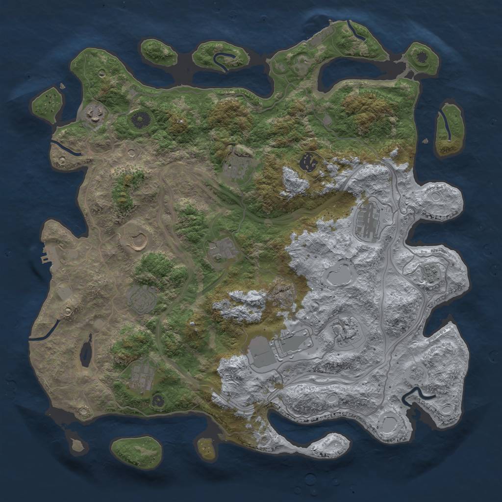 Rust Map: Procedural Map, Size: 4250, Seed: 855741207, 20 Monuments