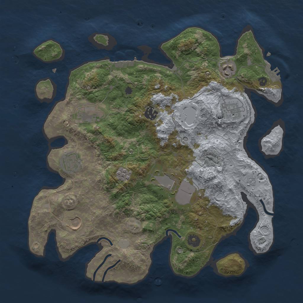 Rust Map: Procedural Map, Size: 3500, Seed: 199581563, 17 Monuments