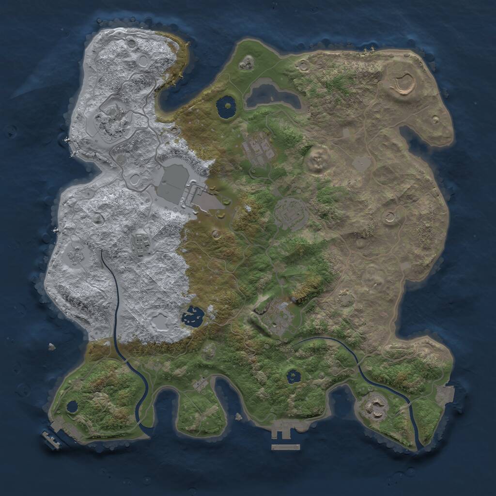 Rust Map: Procedural Map, Size: 3500, Seed: 1193580610, 15 Monuments