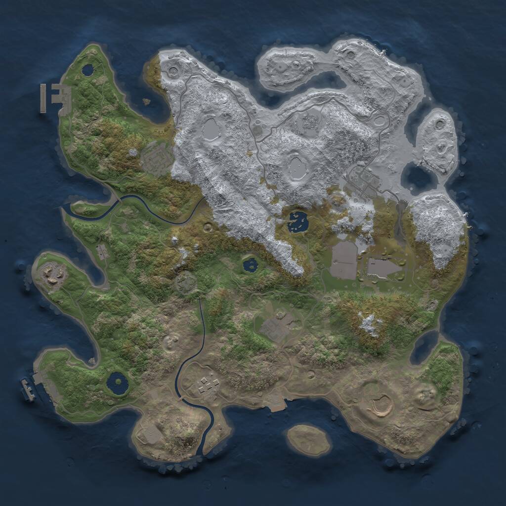 Rust Map: Procedural Map, Size: 3500, Seed: 2053345813, 14 Monuments