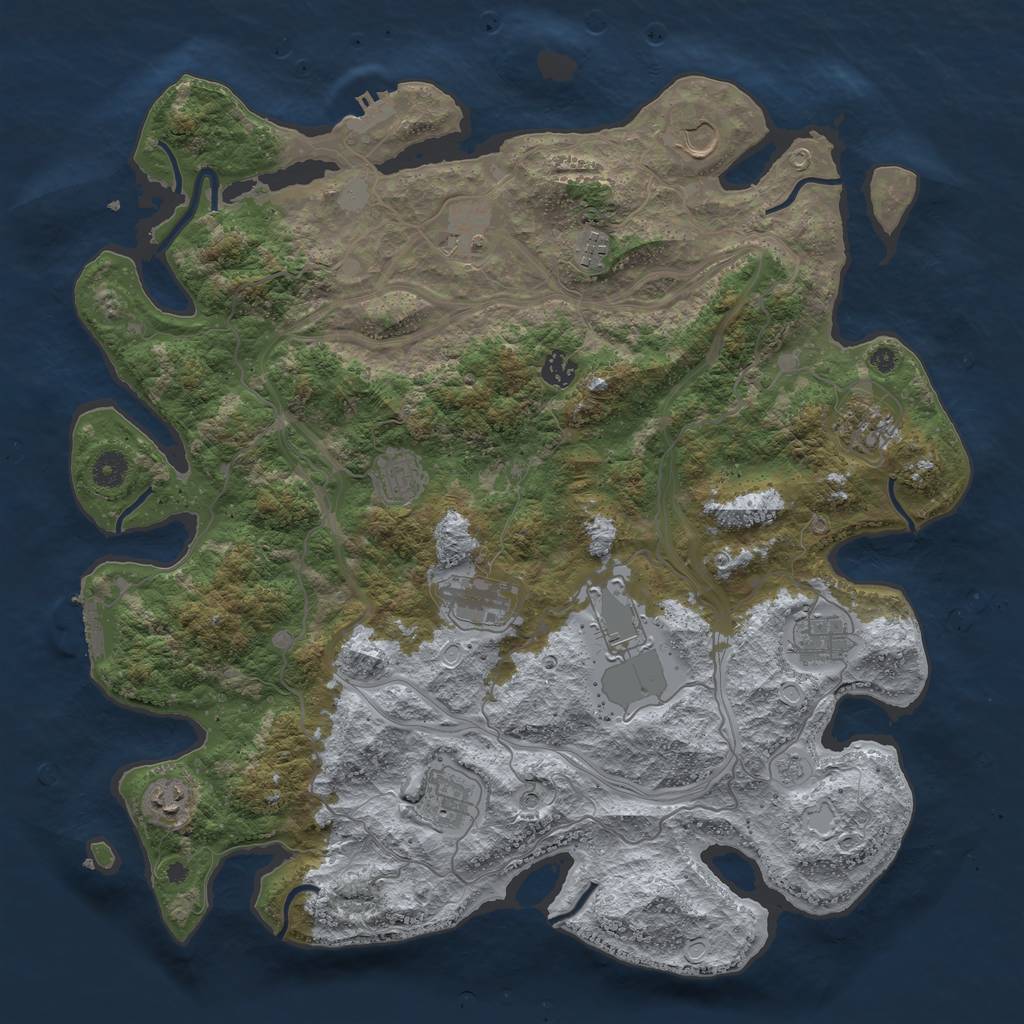 Rust Map: Procedural Map, Size: 4300, Seed: 499850713, 20 Monuments