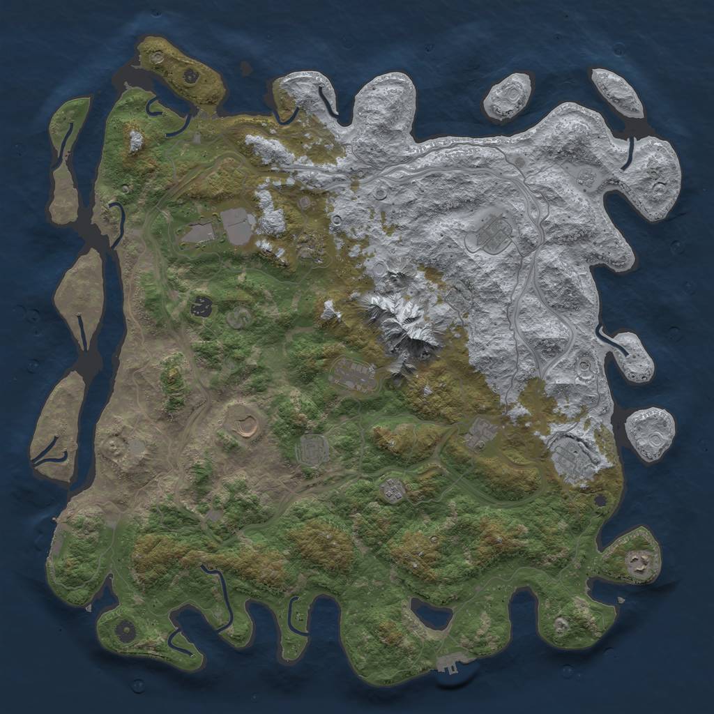 Rust Map: Procedural Map, Size: 5000, Seed: 2061619584, 20 Monuments