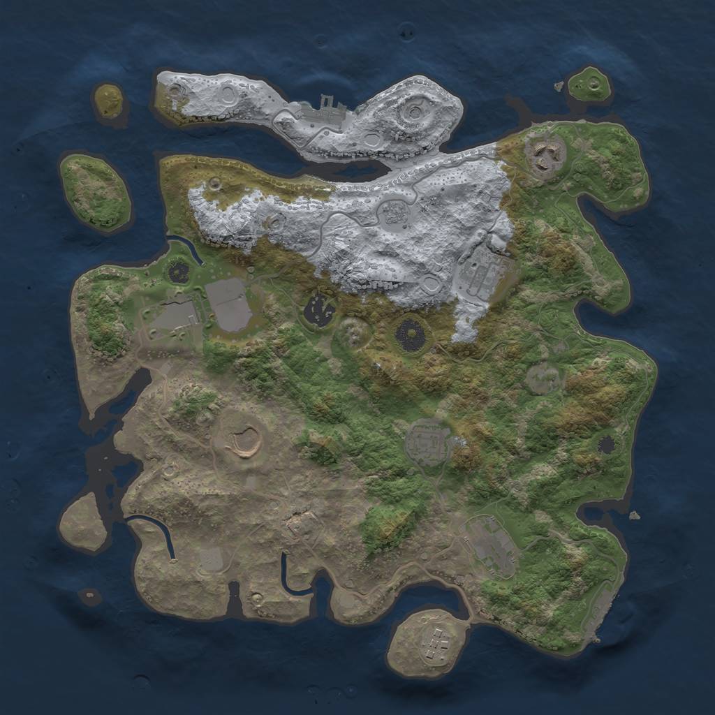 Rust Map: Procedural Map, Size: 3500, Seed: 514513934, 17 Monuments