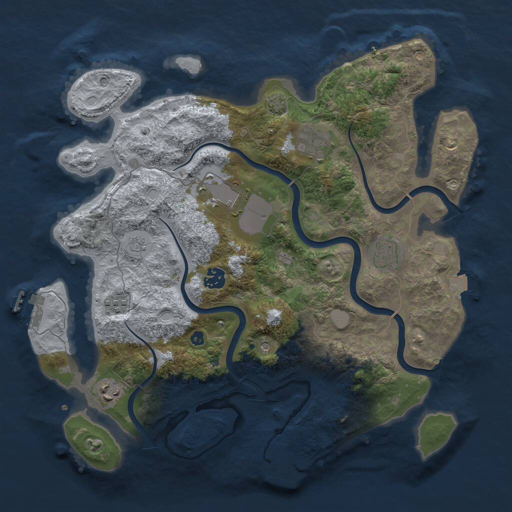 Rust Map: Procedural Map, Size: 3550, Seed: 26374612, 12 Monuments