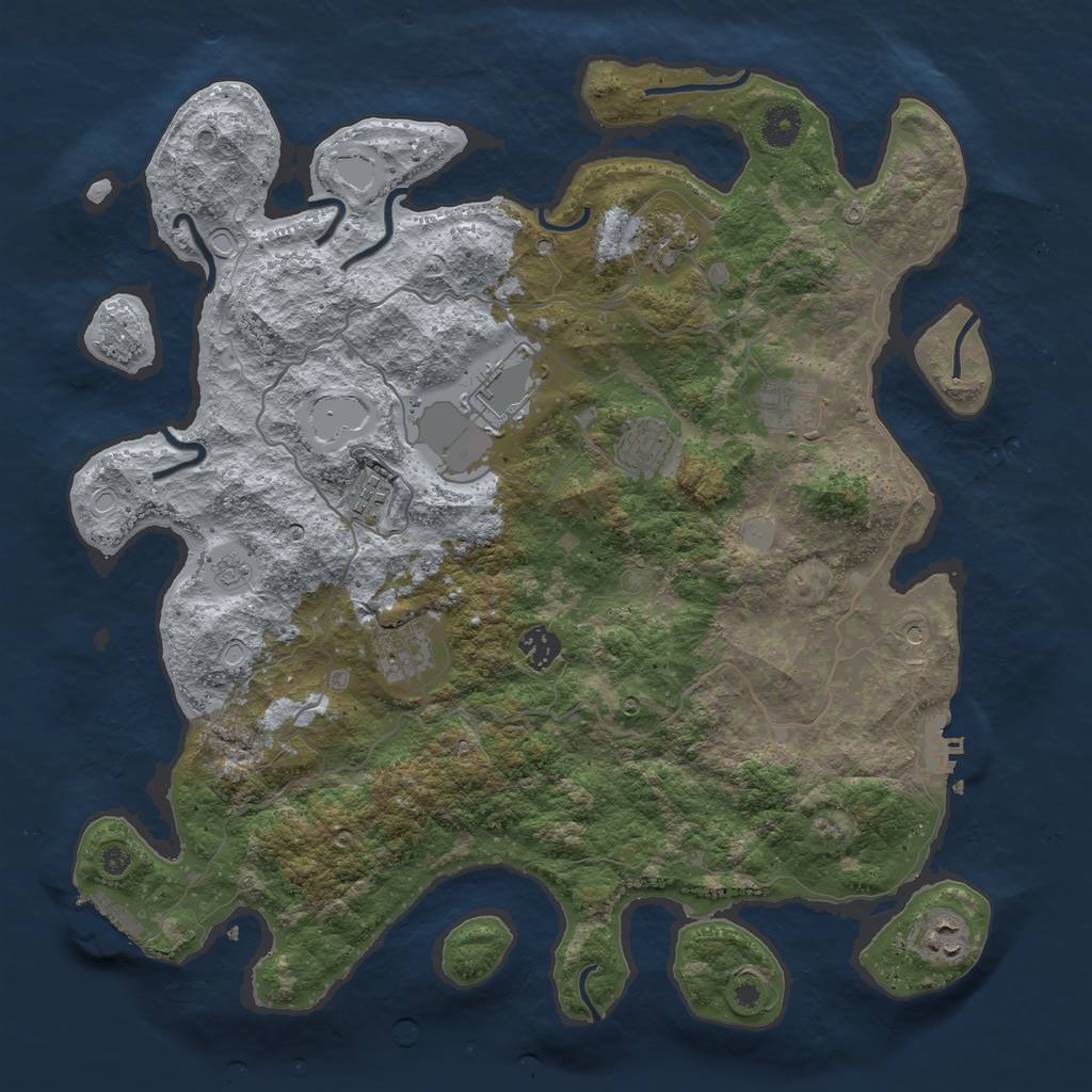 Rust Map: Procedural Map, Size: 4000, Seed: 1381603665, 17 Monuments