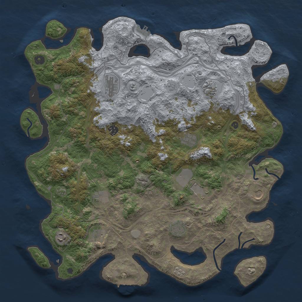 Rust Map: Procedural Map, Size: 4500, Seed: 1856893357, 20 Monuments