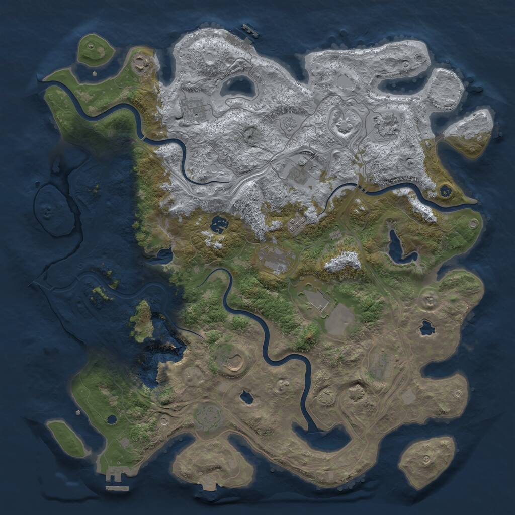 Rust Map: Procedural Map, Size: 4500, Seed: 1856893357, 17 Monuments