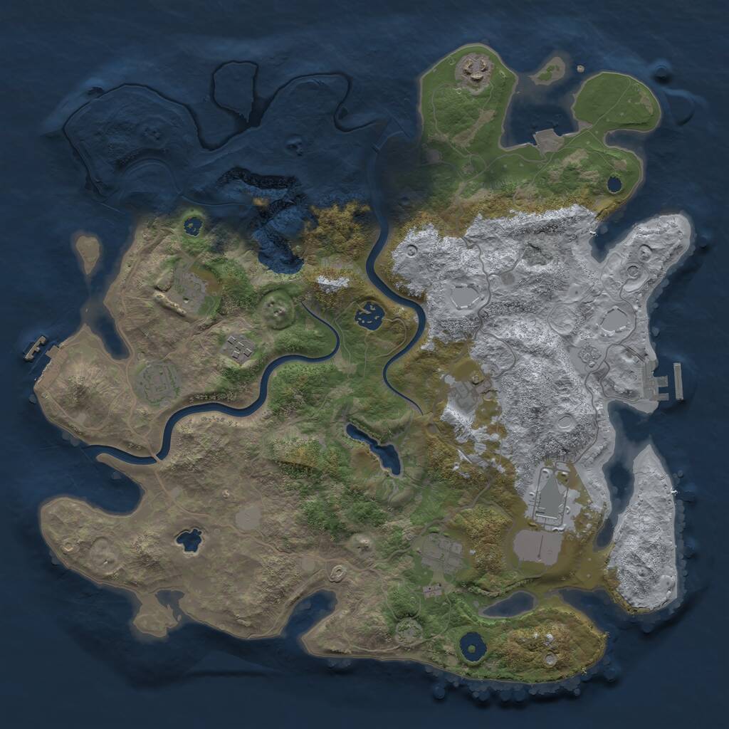 Rust Map: Procedural Map, Size: 4000, Seed: 4337, 14 Monuments