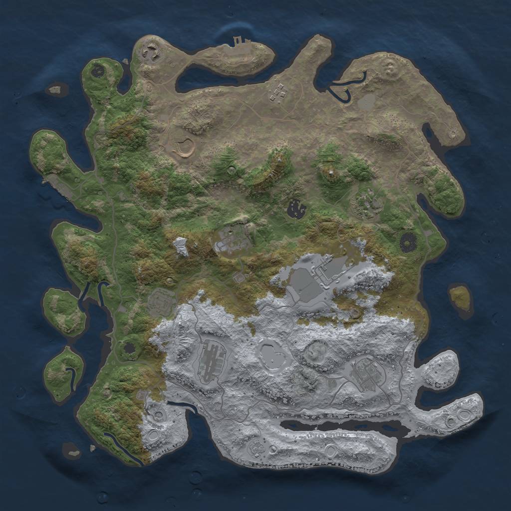 Rust Map: Procedural Map, Size: 4000, Seed: 37339649, 19 Monuments