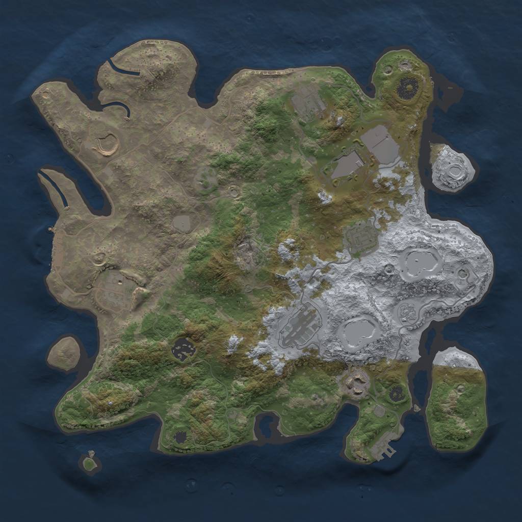 Rust Map: Procedural Map, Size: 3500, Seed: 206899108, 17 Monuments