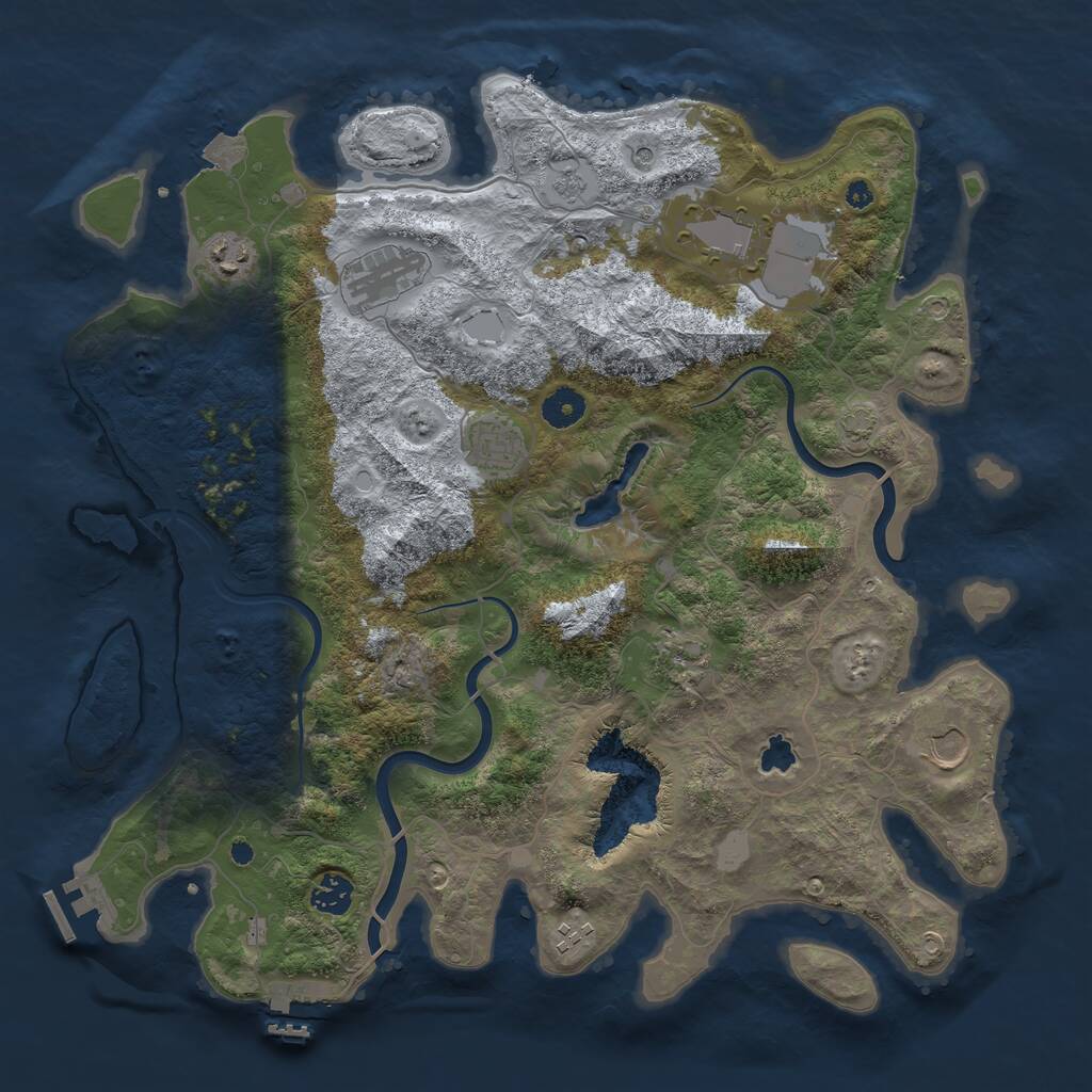 Rust Map: Procedural Map, Size: 4000, Seed: 106046, 14 Monuments