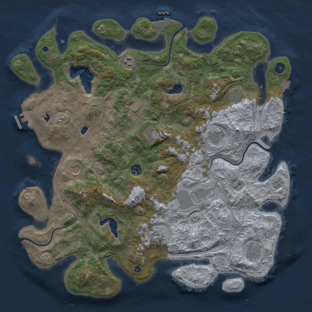Rust Map: Procedural Map, Size: 4500, Seed: 85432186, 16 Monuments