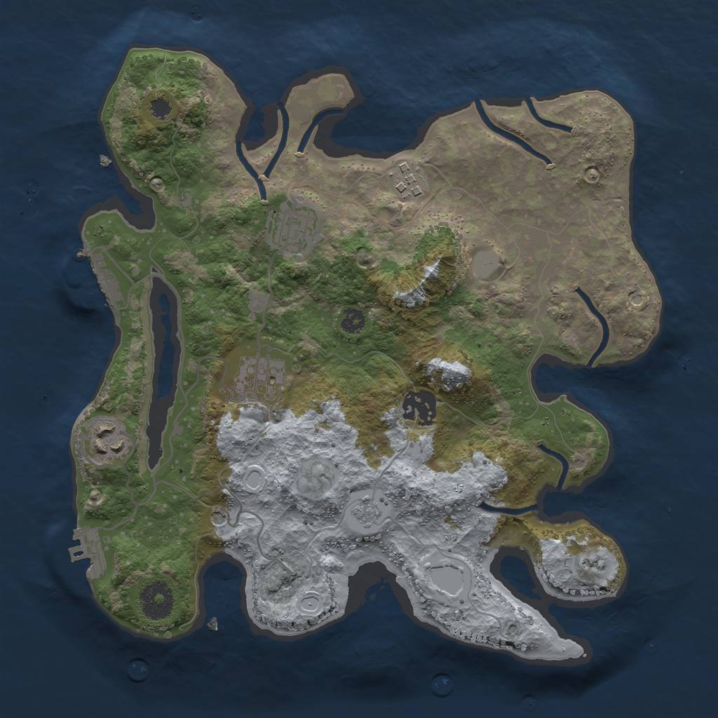 Rust Map: Procedural Map, Size: 3000, Seed: 16498, 14 Monuments