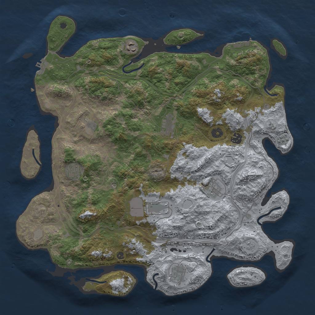 Rust Map: Procedural Map, Size: 4250, Seed: 941749049, 18 Monuments