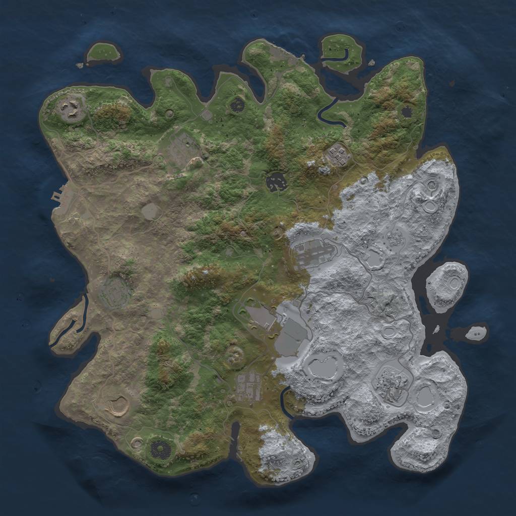 Rust Map: Procedural Map, Size: 3800, Seed: 68702483, 19 Monuments