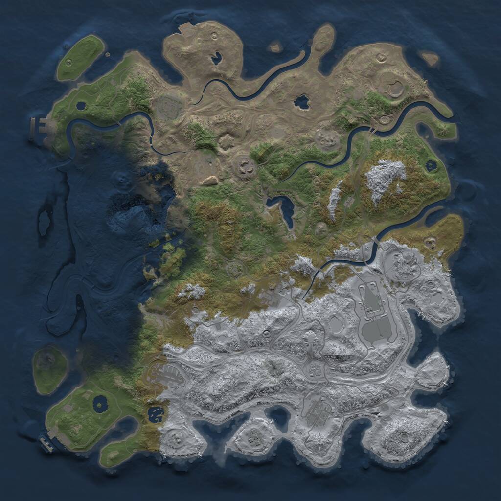 Rust Map: Procedural Map, Size: 4500, Seed: 2466846, 17 Monuments