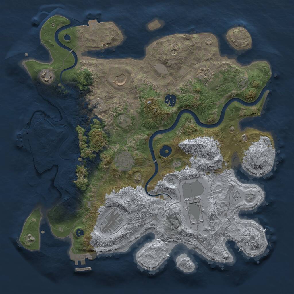 Rust Map: Procedural Map, Size: 3700, Seed: 1955727790, 14 Monuments