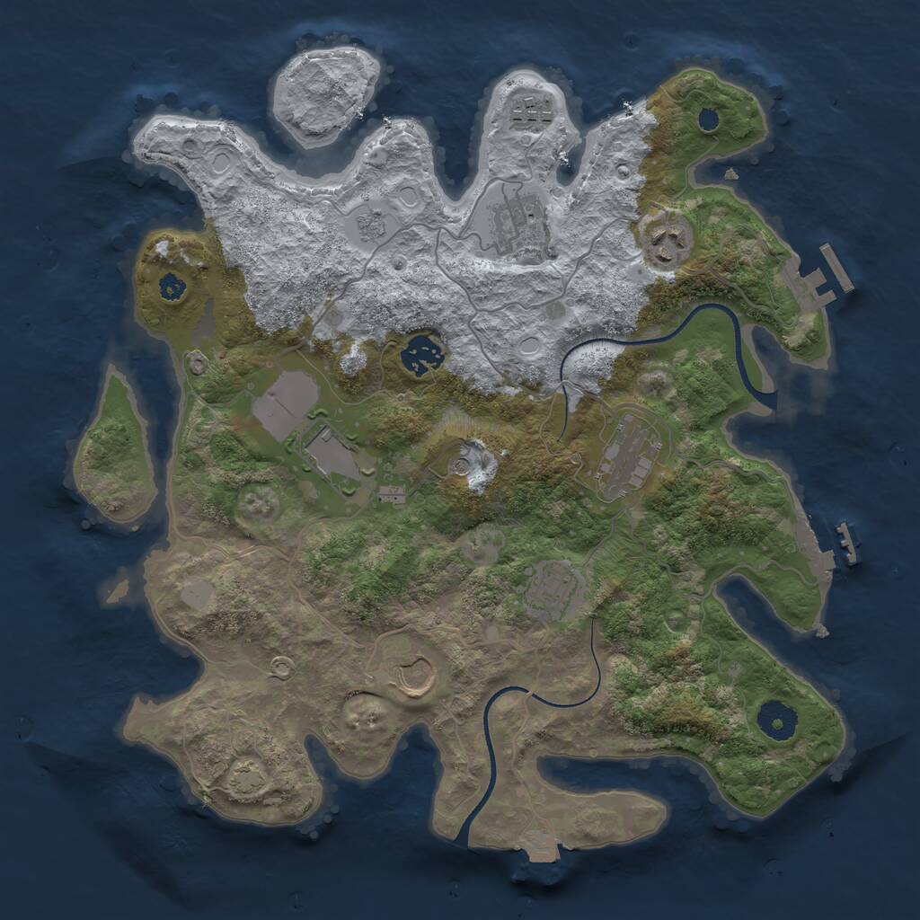 Rust Map: Procedural Map, Size: 3500, Seed: 13763, 14 Monuments