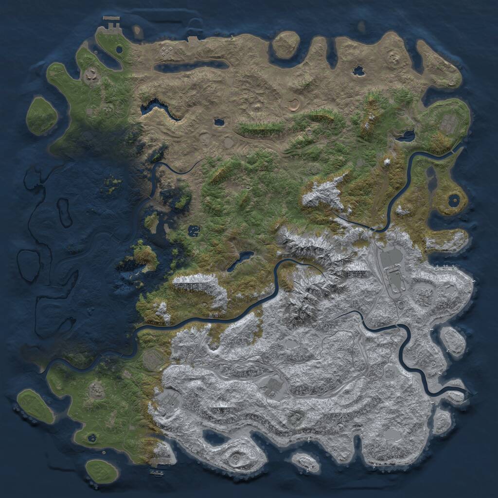 Rust Map: Procedural Map, Size: 6000, Seed: 35747311, 17 Monuments