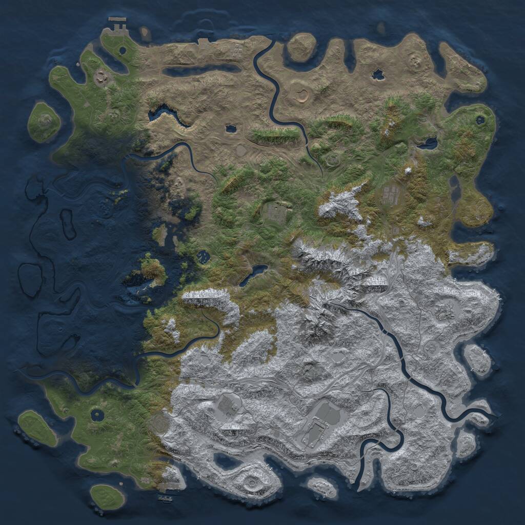 Rust Map: Procedural Map, Size: 6000, Seed: 35747311, 17 Monuments