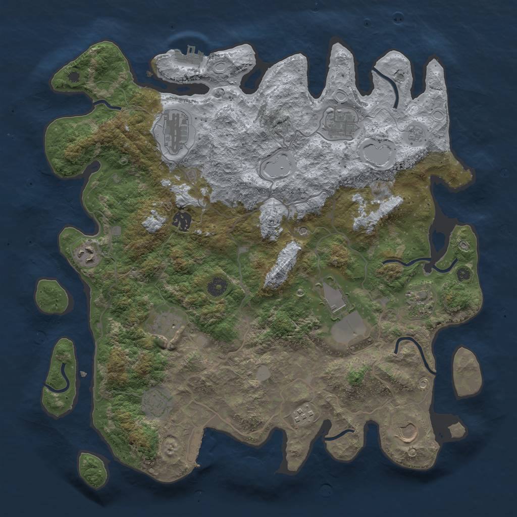 Rust Map: Procedural Map, Size: 4000, Seed: 227936292, 19 Monuments