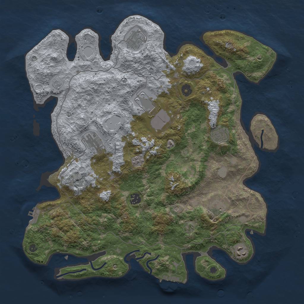 Rust Map: Procedural Map, Size: 4000, Seed: 743754493, 17 Monuments