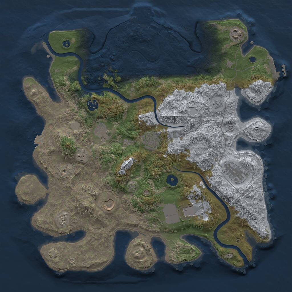 Rust Map: Procedural Map, Size: 3850, Seed: 635266180, 14 Monuments