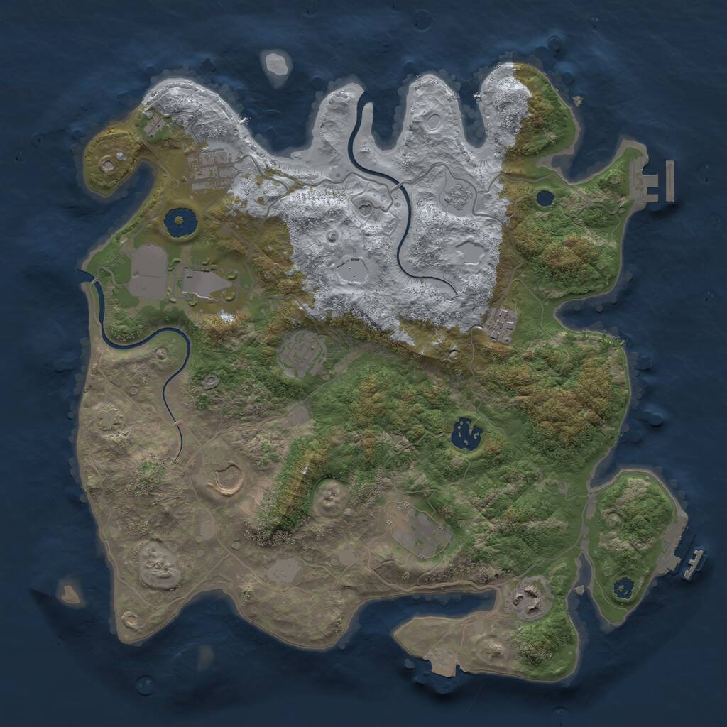 Rust Map: Procedural Map, Size: 3500, Seed: 2093956582, 14 Monuments