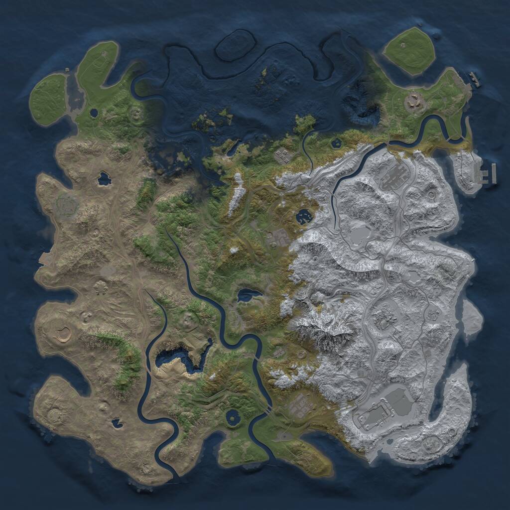 Rust Map: Procedural Map, Size: 5000, Seed: 1625632942, 17 Monuments
