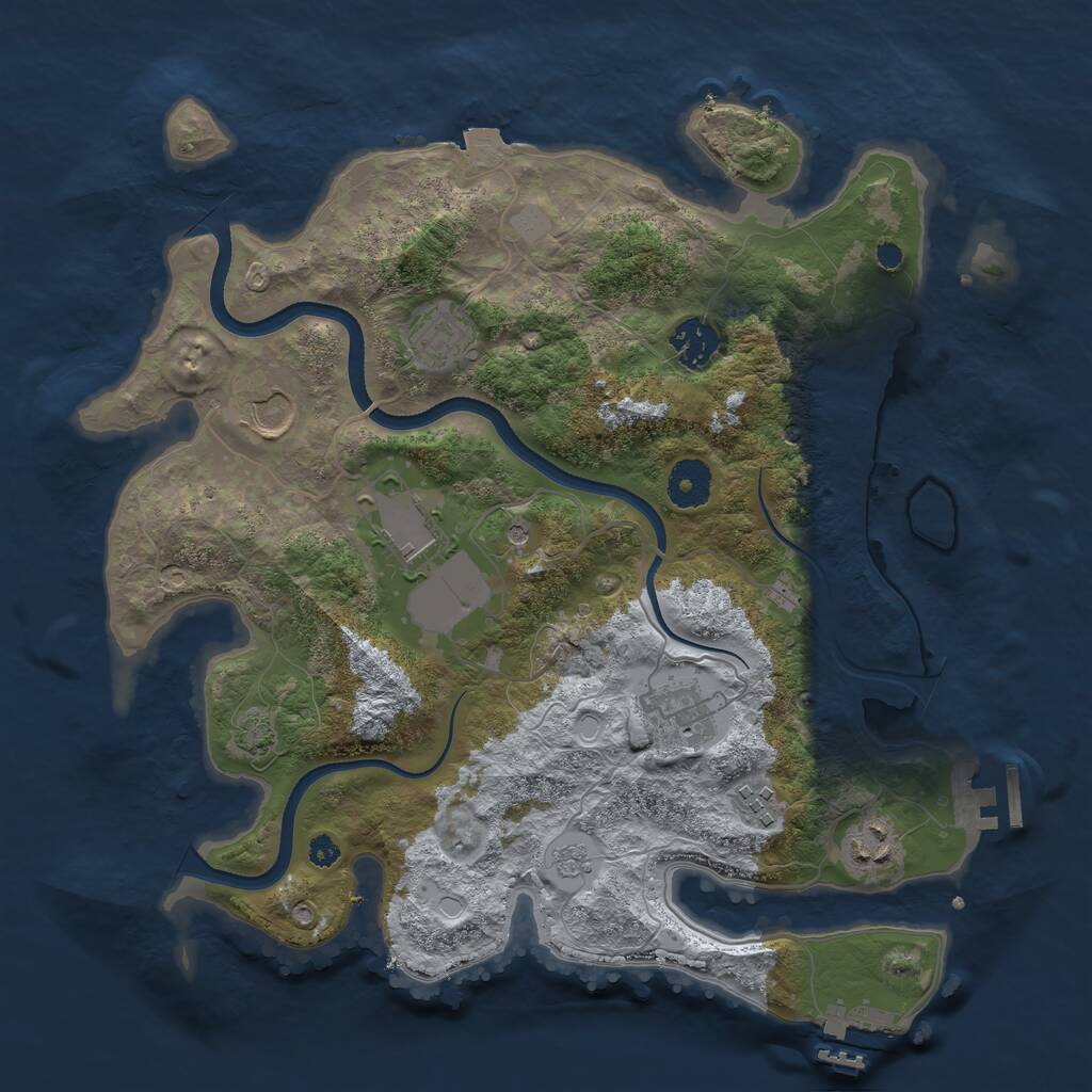 Rust Map: Procedural Map, Size: 3500, Seed: 1666531631, 13 Monuments