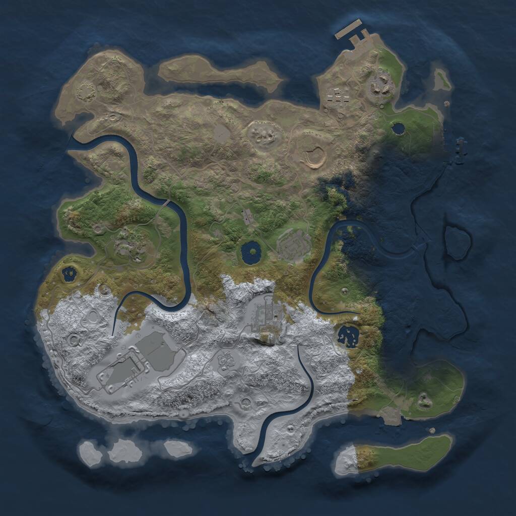 Rust Map: Procedural Map, Size: 3500, Seed: 1850233972, 14 Monuments