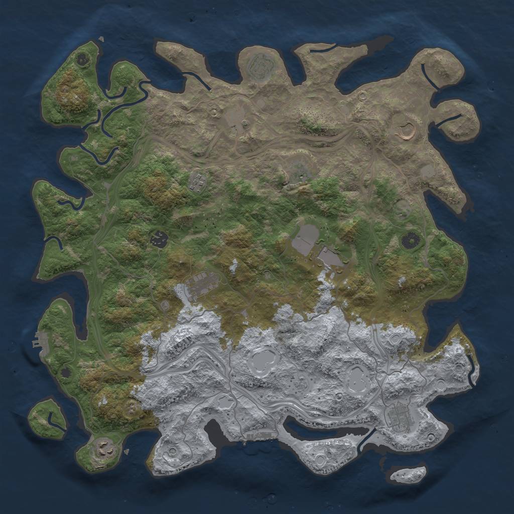 Rust Map: Procedural Map, Size: 4500, Seed: 1837242769, 19 Monuments