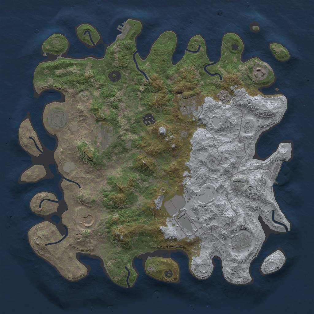 Rust Map: Procedural Map, Size: 3908, Seed: 6299355, 18 Monuments