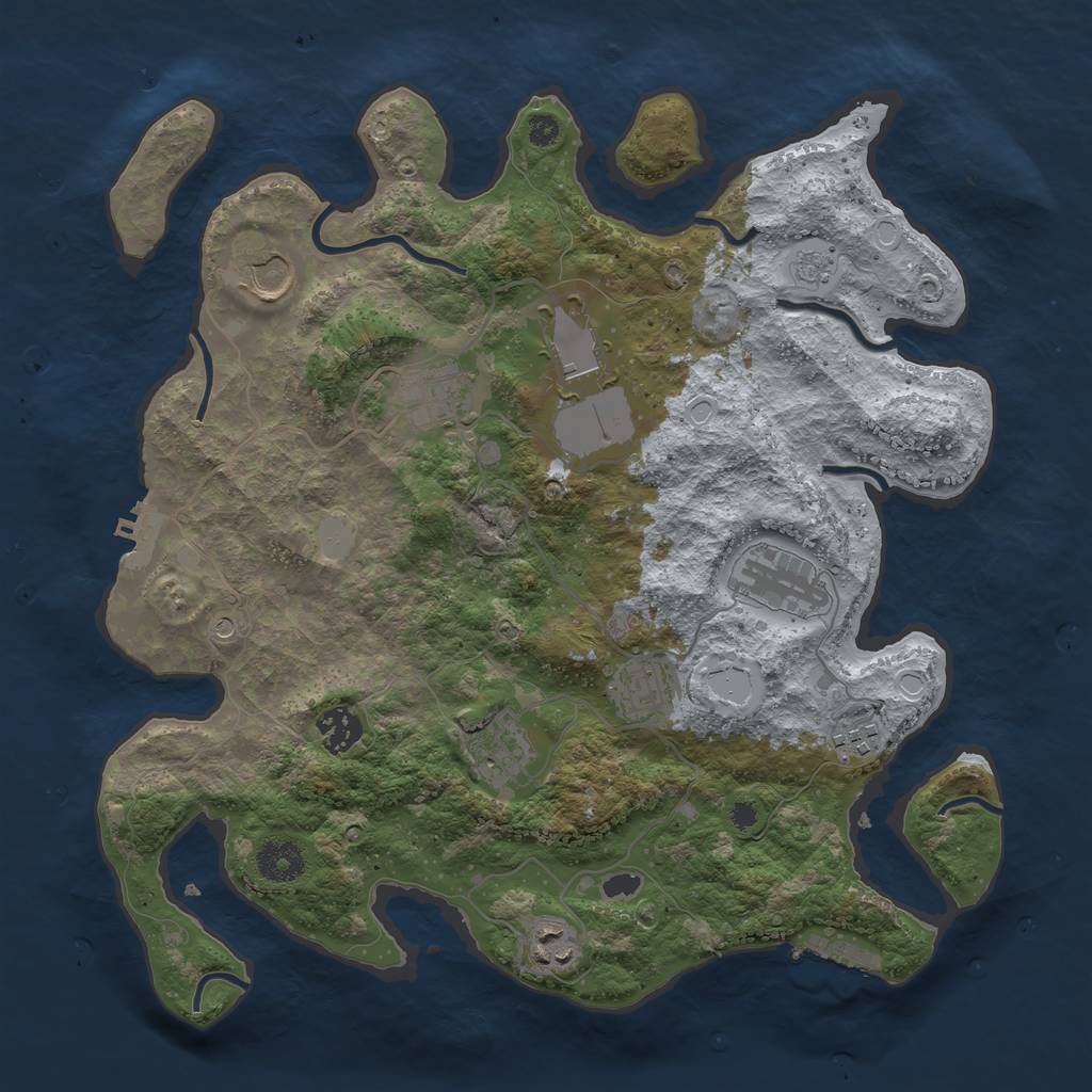 Rust Map: Procedural Map, Size: 3600, Seed: 28804, 18 Monuments