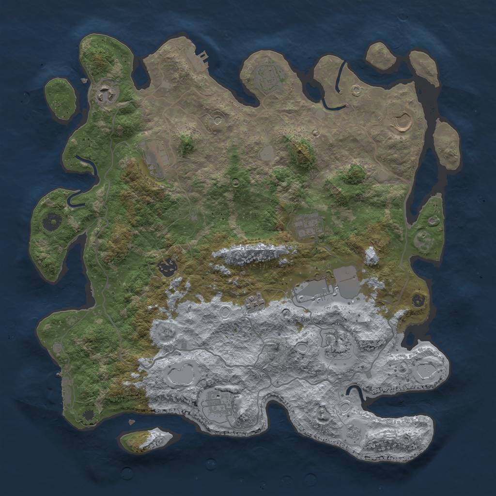 Rust Map: Procedural Map, Size: 4000, Seed: 118450, 19 Monuments