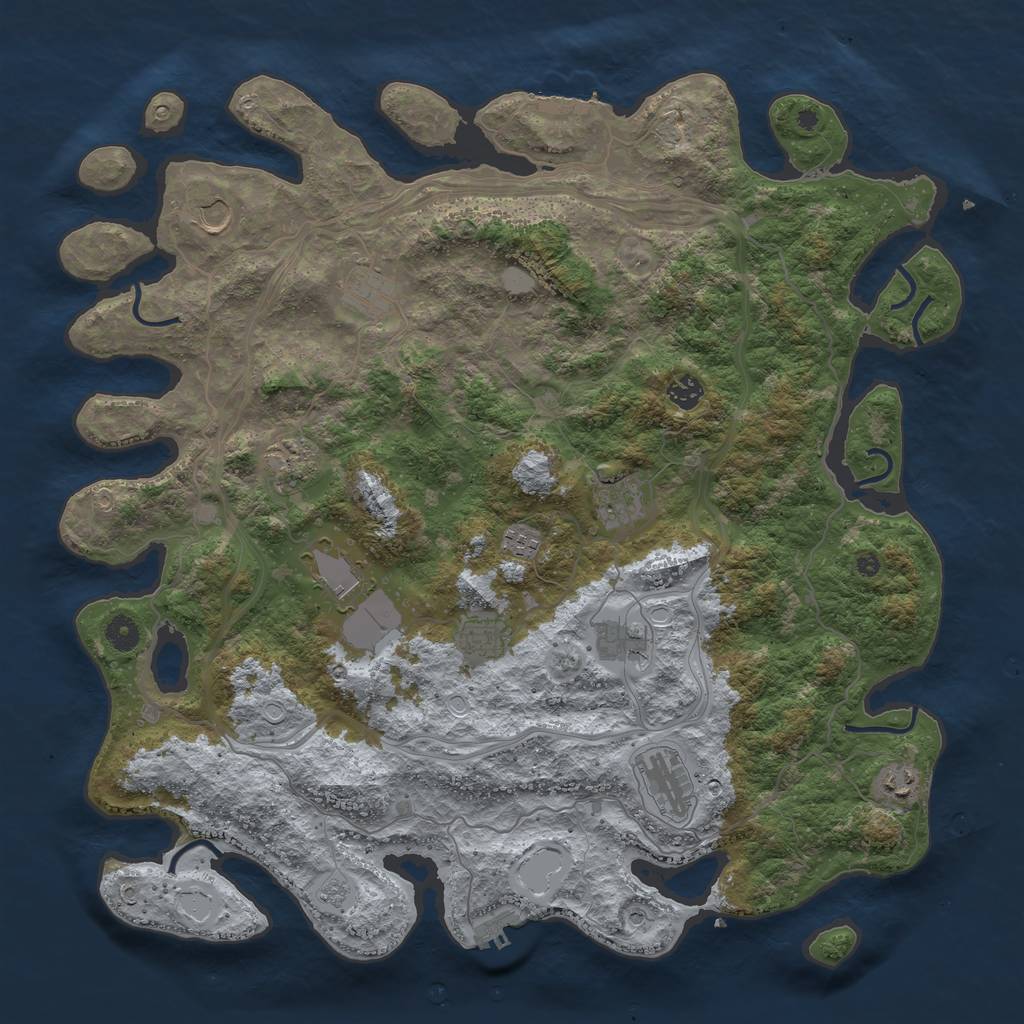 Rust Map: Procedural Map, Size: 4500, Seed: 2058307596, 20 Monuments
