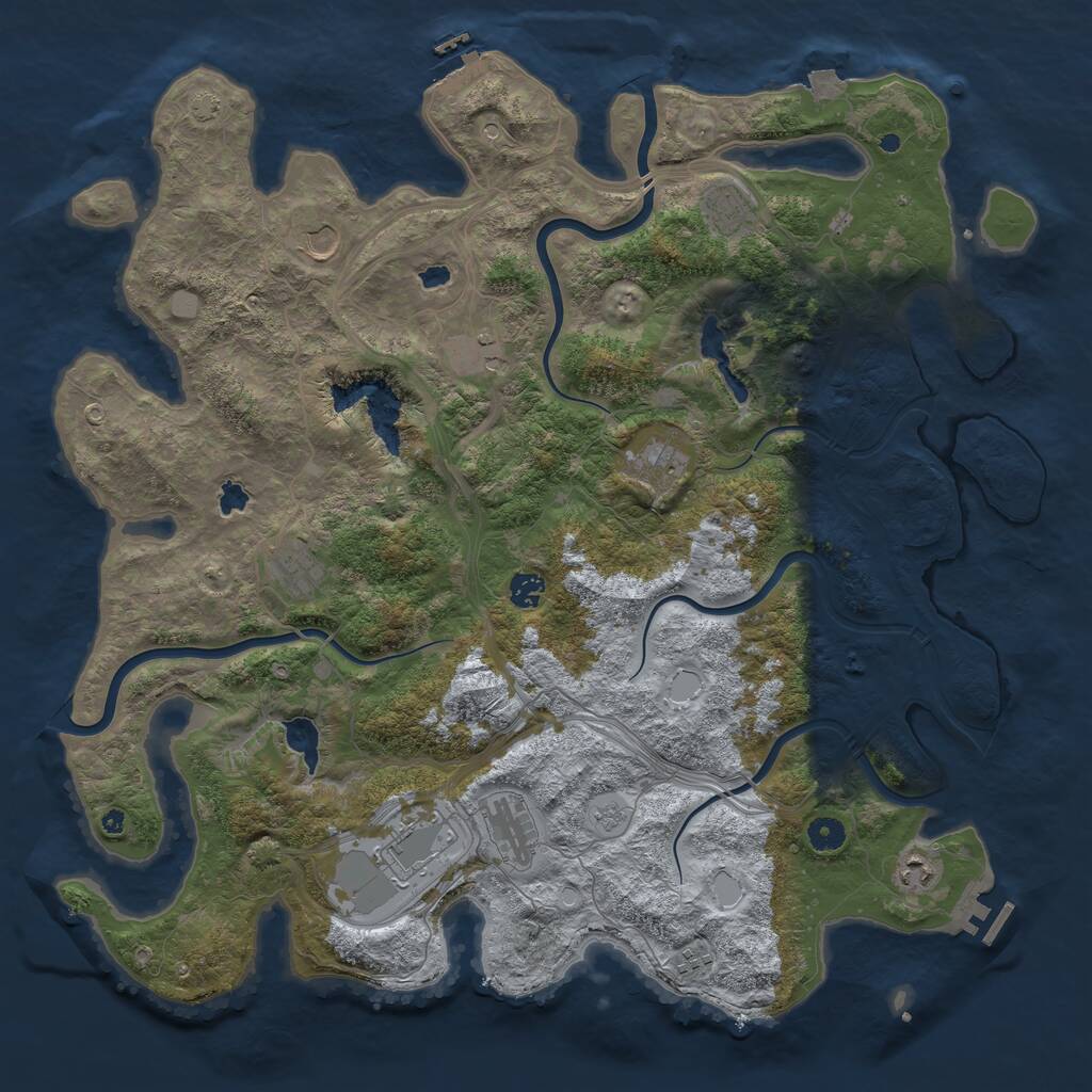 Rust Map: Procedural Map, Size: 4600, Seed: 4434, 16 Monuments