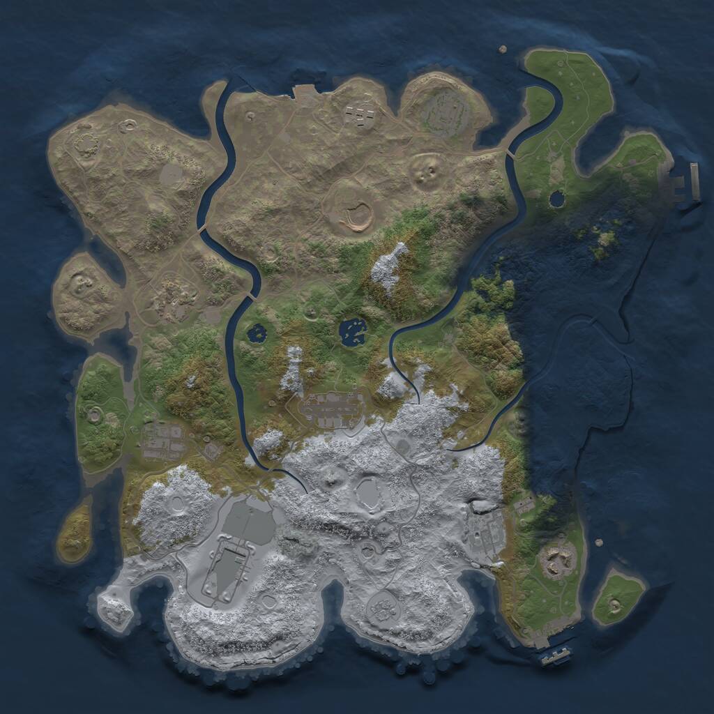 Rust Map: Procedural Map, Size: 3750, Seed: 61022, 16 Monuments
