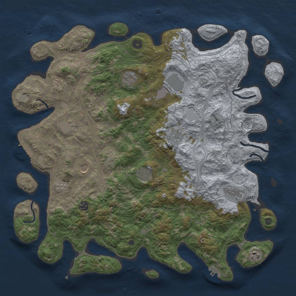 Rust Map: Procedural Map, Size: 4500, Seed: 1928534778, 20 Monuments