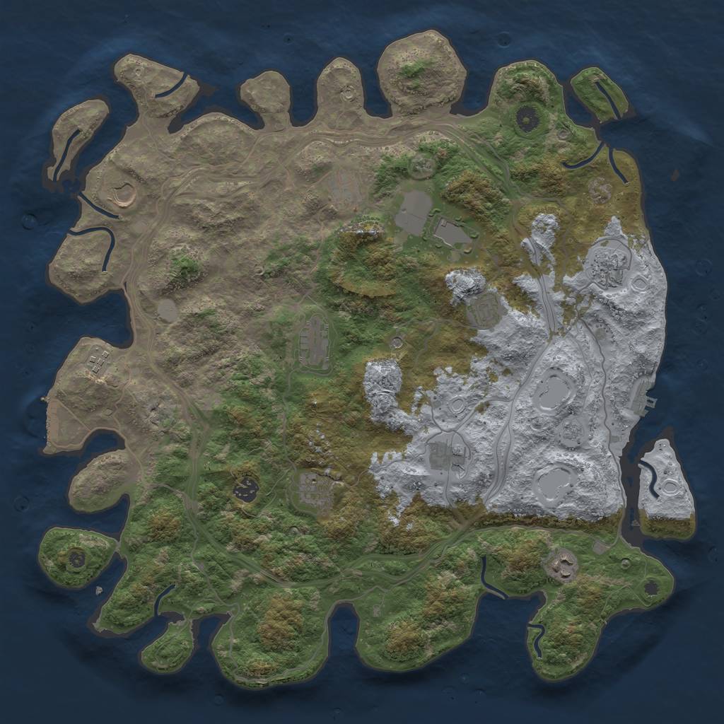 Rust Map: Procedural Map, Size: 4500, Seed: 57247394, 20 Monuments