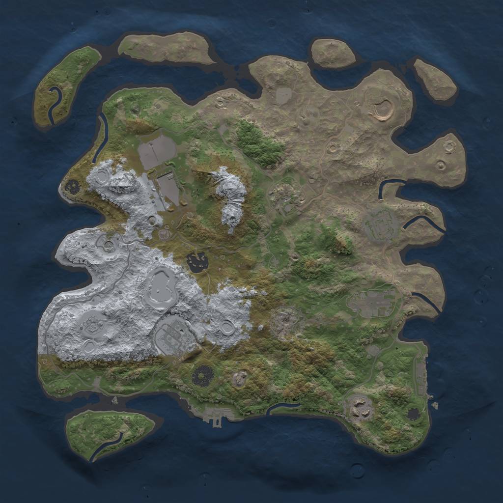 Rust Map: Procedural Map, Size: 3500, Seed: 77576312, 17 Monuments