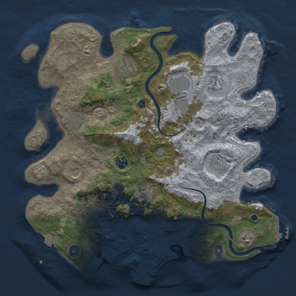 Rust Map: Procedural Map, Size: 3850, Seed: 2784163, 16 Monuments