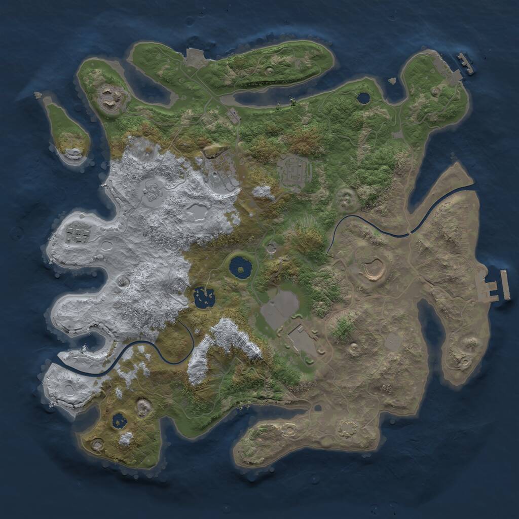 Rust Map: Procedural Map, Size: 3500, Seed: 580797264, 13 Monuments