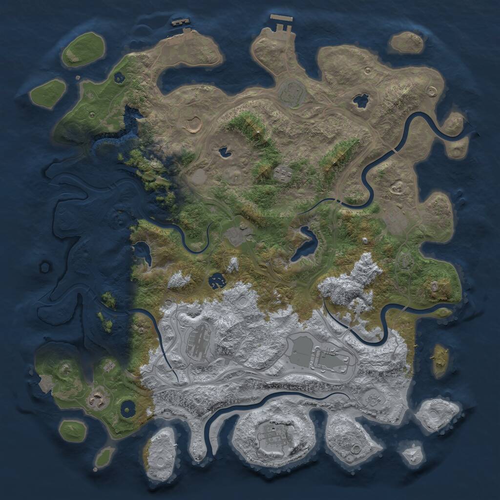 Rust Map: Procedural Map, Size: 4500, Seed: 1390797586, 16 Monuments