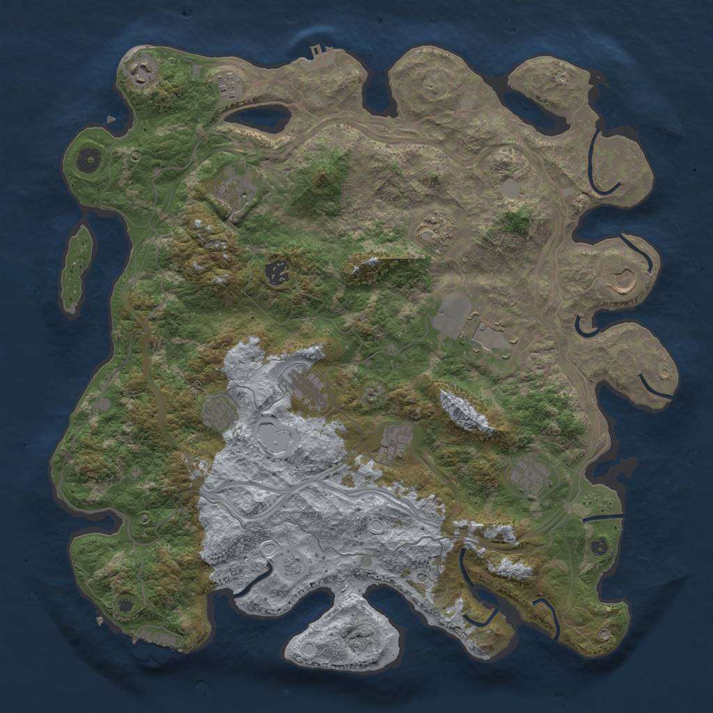 Rust Map: Procedural Map, Size: 4300, Seed: 1284282759, 20 Monuments