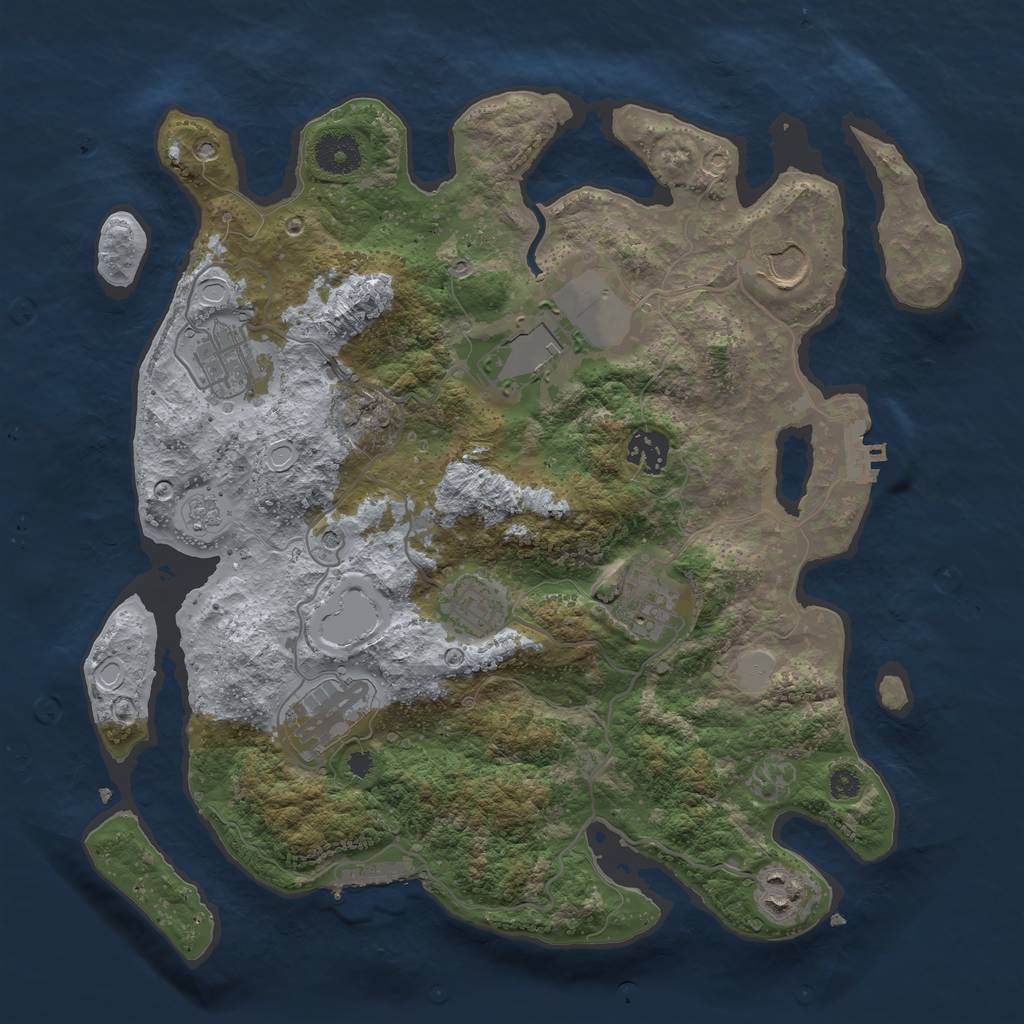 Rust Map: Procedural Map, Size: 3500, Seed: 1343, 17 Monuments