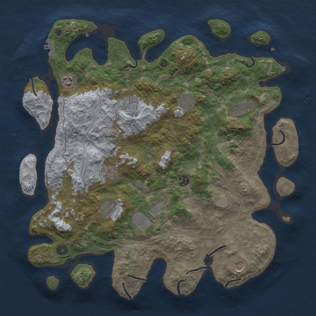 Rust Map: Procedural Map, Size: 4250, Seed: 1073887951, 17 Monuments