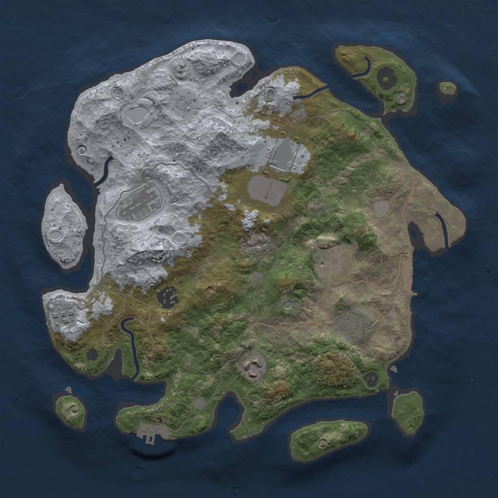 Rust Map: Procedural Map, Size: 3500, Seed: 118122422, 16 Monuments