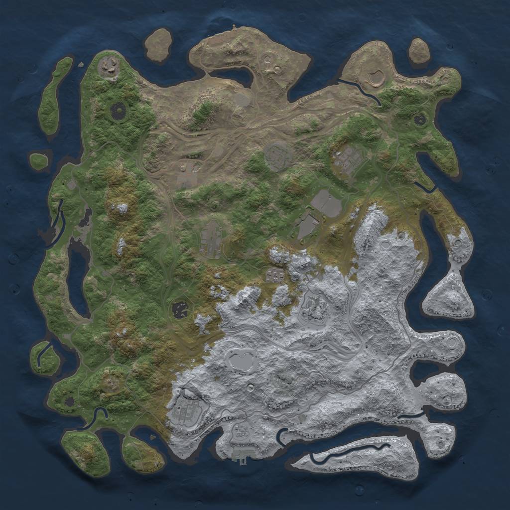 Rust Map: Procedural Map, Size: 4500, Seed: 750934242, 20 Monuments