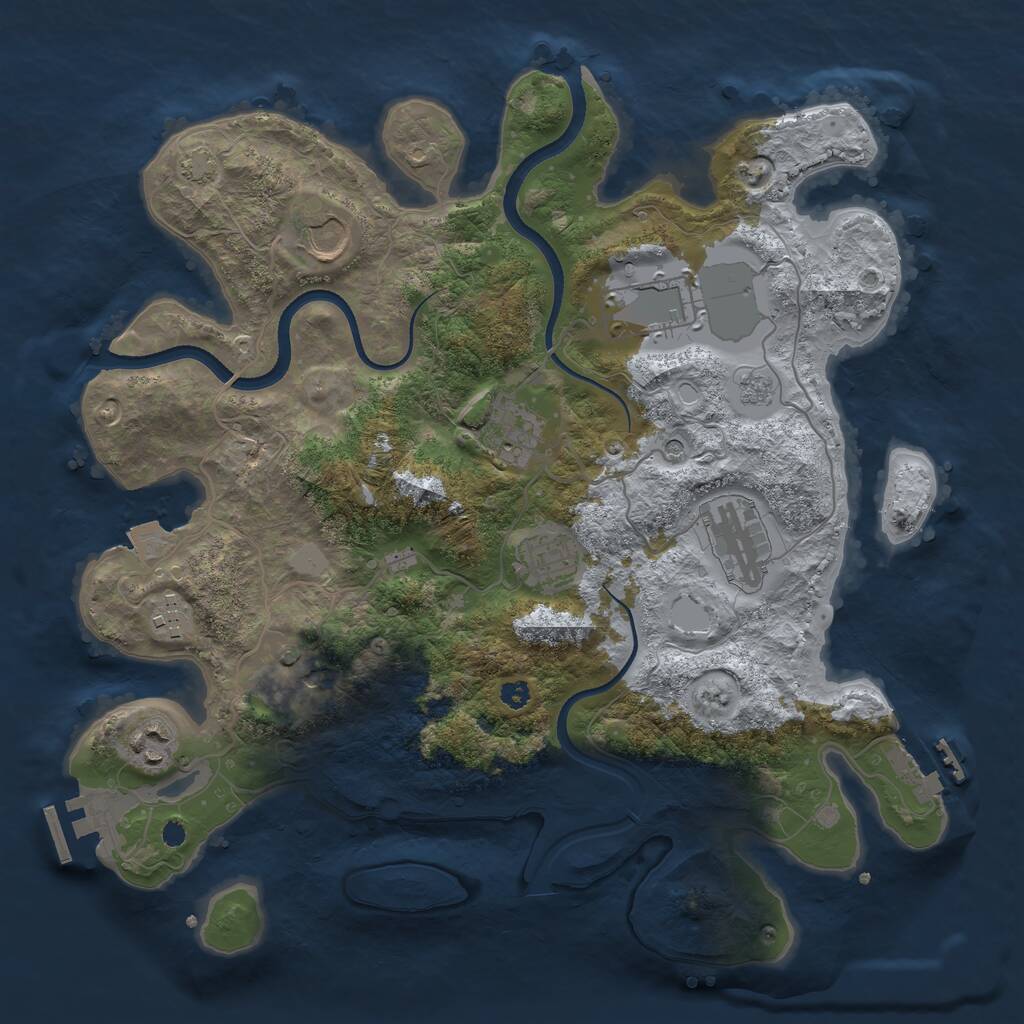 Rust Map: Procedural Map, Size: 3500, Seed: 1157261622, 14 Monuments